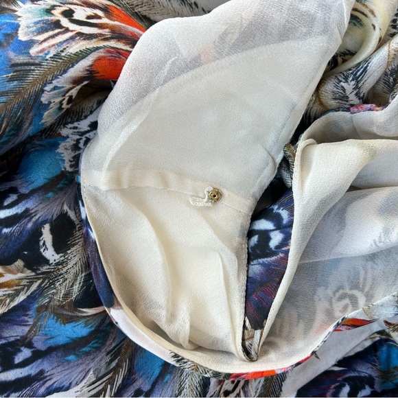 Anthropologie x Liefsdottir Floating Feathers Print Silk Dress, Blue/Cream, 0 - Picture 9 of 13